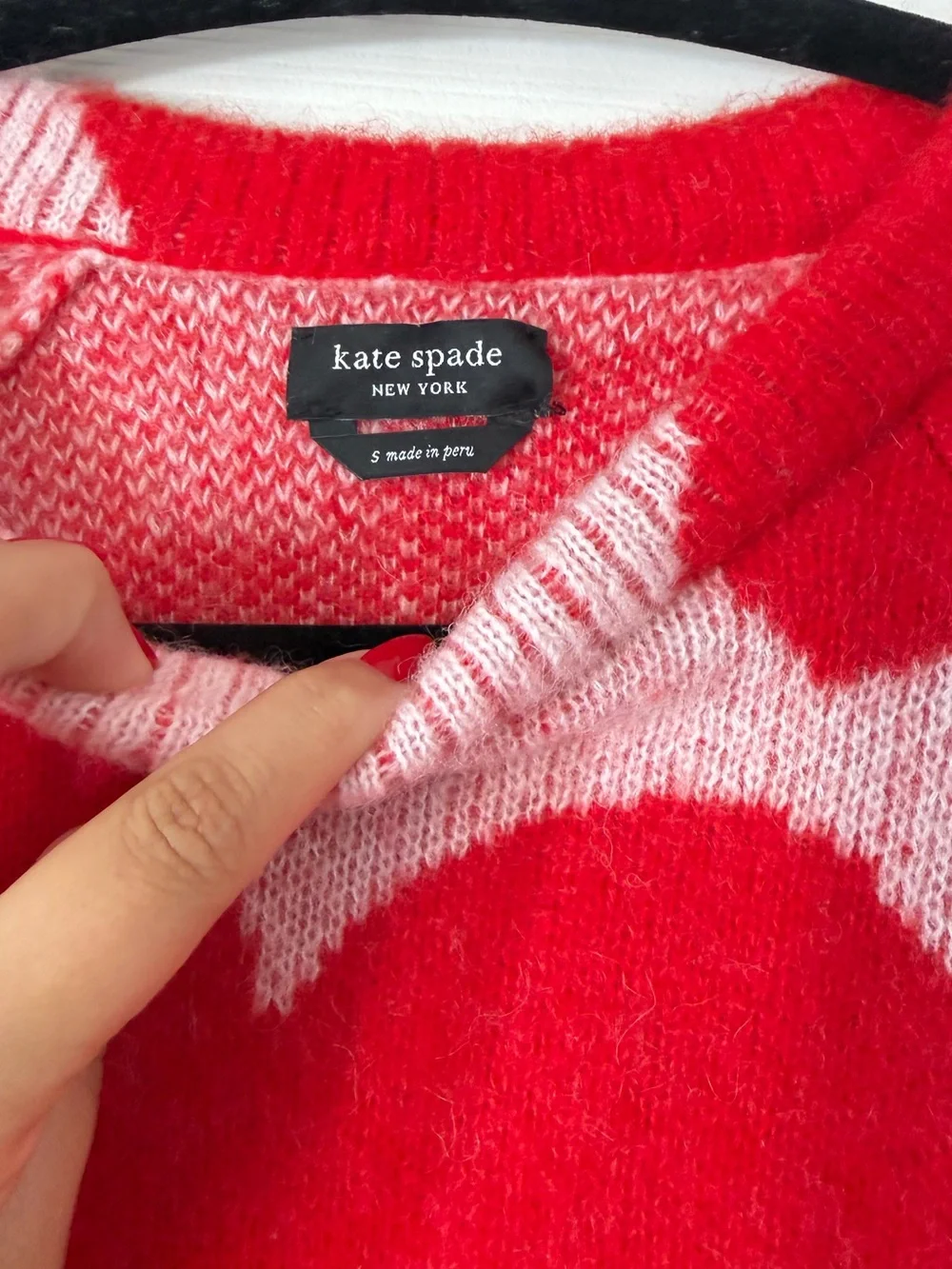 Kate Spade Red & Pink Heart-Pattern Crewneck Sweater‎